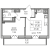 Планировка однокомнатной квартиры площадью 40.8 кв. м в новостройке ЖК "Северная долина"