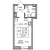 Планировка студии площадью 23.7 кв. м в новостройке ЖК "Северная долина"