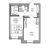 Планировка однокомнатной квартиры площадью 37.8 кв. м в новостройке ЖК "Северная долина"