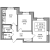 Планировка двухкомнатной квартиры площадью 46.1 кв. м в новостройке ЖК "Северная долина"