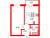 Планировка однокомнатной квартиры площадью 36.7 кв. м в новостройке ЖК "Новоселье: городские кварталы"