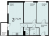 Планировка двухкомнатной квартиры площадью 71.29 кв. м в новостройке ЖК "Петровская Мельница"