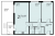 Планировка двухкомнатной квартиры площадью 71.69 кв. м в новостройке ЖК "Петровская Мельница"