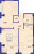 Планировка двухкомнатной квартиры площадью 54.67 кв. м в новостройке ЖК "Ромашки"