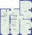 Планировка трехкомнатной квартиры площадью 76.33 кв. м в новостройке ЖК "Ромашки"