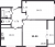 Планировка двухкомнатной квартиры площадью 54.44 кв. м в новостройке ЖК "Сандэй"