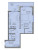 Планировка однокомнатной квартиры площадью 49.35 кв. м в новостройке ЖК "Малая Финляндия"