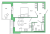 Планировка однокомнатной квартиры площадью 40.32 кв. м в новостройке ЖК "Юттери"