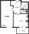 Планировка однокомнатной квартиры площадью 41.95 кв. м в новостройке ЖК "Юттери"