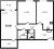 Планировка двухкомнатной квартиры площадью 60.8 кв. м в новостройке ЖК "Юттери"