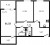 Планировка двухкомнатной квартиры площадью 61.33 кв. м в новостройке ЖК "Юттери"