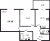 Планировка двухкомнатной квартиры площадью 54.46 кв. м в новостройке ЖК "Юттери"
