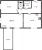 Планировка двухкомнатной квартиры площадью 58.73 кв. м в новостройке ЖК "Юттери"