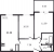Планировка двухкомнатной квартиры площадью 51.44 кв. м в новостройке ЖК "Юттери"