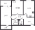 Планировка двухкомнатной квартиры площадью 57.85 кв. м в новостройке ЖК "Юттери"