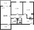 Планировка двухкомнатной квартиры площадью 58.46 кв. м в новостройке ЖК "Юттери"