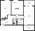 Планировка двухкомнатной квартиры площадью 60.85 кв. м в новостройке ЖК "Юттери"