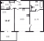 Планировка двухкомнатной квартиры площадью 54.67 кв. м в новостройке ЖК "Юттери"