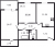 Планировка двухкомнатной квартиры площадью 55.95 кв. м в новостройке ЖК "Юттери"