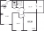 Планировка трехкомнатной квартиры площадью 69.39 кв. м в новостройке ЖК "Юттери"