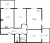 Планировка трехкомнатной квартиры площадью 75.16 кв. м в новостройке ЖК "Юттери"