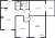Планировка трехкомнатной квартиры площадью 69.98 кв. м в новостройке ЖК "Юттери"