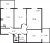 Планировка трехкомнатной квартиры площадью 75.05 кв. м в новостройке ЖК "Юттери"