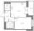 Планировка однокомнатной квартиры площадью 38.09 кв. м в новостройке ЖК "Огни Залива"