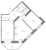 Планировка двухкомнатной квартиры площадью 56.72 кв. м в новостройке ЖК "Огни Залива"