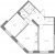Планировка двухкомнатной квартиры площадью 57.08 кв. м в новостройке ЖК "Огни Залива"