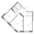 Планировка двухкомнатной квартиры площадью 56.96 кв. м в новостройке ЖК "Огни Залива"
