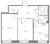 Планировка двухкомнатной квартиры площадью 52.71 кв. м в новостройке ЖК "Огни Залива"
