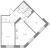Планировка двухкомнатной квартиры площадью 57.09 кв. м в новостройке ЖК "Огни Залива"