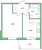Планировка однокомнатной квартиры площадью 38.87 кв. м в новостройке ЖК "IQ Гатчина"