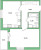 Планировка однокомнатной квартиры площадью 43.83 кв. м в новостройке ЖК "IQ Гатчина"
