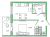 Планировка однокомнатной квартиры площадью 35.63 кв. м в новостройке ЖК "IQ Гатчина"