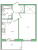 Планировка однокомнатной квартиры площадью 37.06 кв. м в новостройке ЖК "IQ Гатчина"