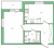 Планировка однокомнатной квартиры площадью 42.01 кв. м в новостройке ЖК "IQ Гатчина"
