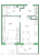 Планировка однокомнатной квартиры площадью 36.78 кв. м в новостройке ЖК "IQ Гатчина"
