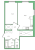 Планировка однокомнатной квартиры площадью 53.63 кв. м в новостройке ЖК "IQ Гатчина"