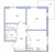 Планировка двухкомнатной квартиры площадью 61.35 кв. м в новостройке ЖК "IQ Гатчина"