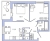 Планировка двухкомнатной квартиры площадью 45.98 кв. м в новостройке ЖК "IQ Гатчина"