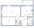 Планировка двухкомнатной квартиры площадью 60.87 кв. м в новостройке ЖК "IQ Гатчина"