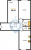 Планировка двухкомнатной квартиры площадью 58.66 кв. м в новостройке ЖК "Приневский"