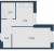 Планировка однокомнатной квартиры площадью 30.23 кв. м в новостройке ЖК "Северный вальс"