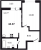 Планировка однокомнатной квартиры площадью 44.07 кв. м в новостройке ЖК "Город первых"