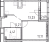 Планировка однокомнатной квартиры площадью 36.66 кв. м в новостройке ЖК "Город первых"