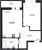 Планировка однокомнатной квартиры площадью 43.98 кв. м в новостройке ЖК "Город первых"