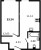 Планировка однокомнатной квартиры площадью 33.54 кв. м в новостройке ЖК "Город первых"