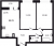 Планировка двухкомнатной квартиры площадью 53.21 кв. м в новостройке ЖК "Город первых"